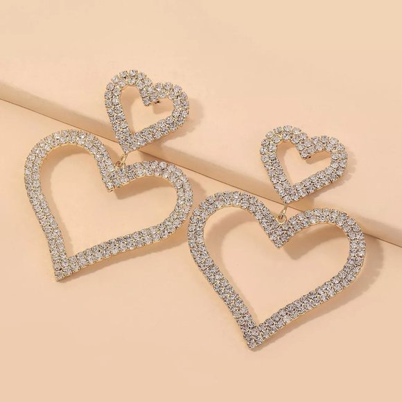 💥 925 Silver Plated Lovely Heart Statement Earrings, FB16FA1098 - Picture 4 of 6